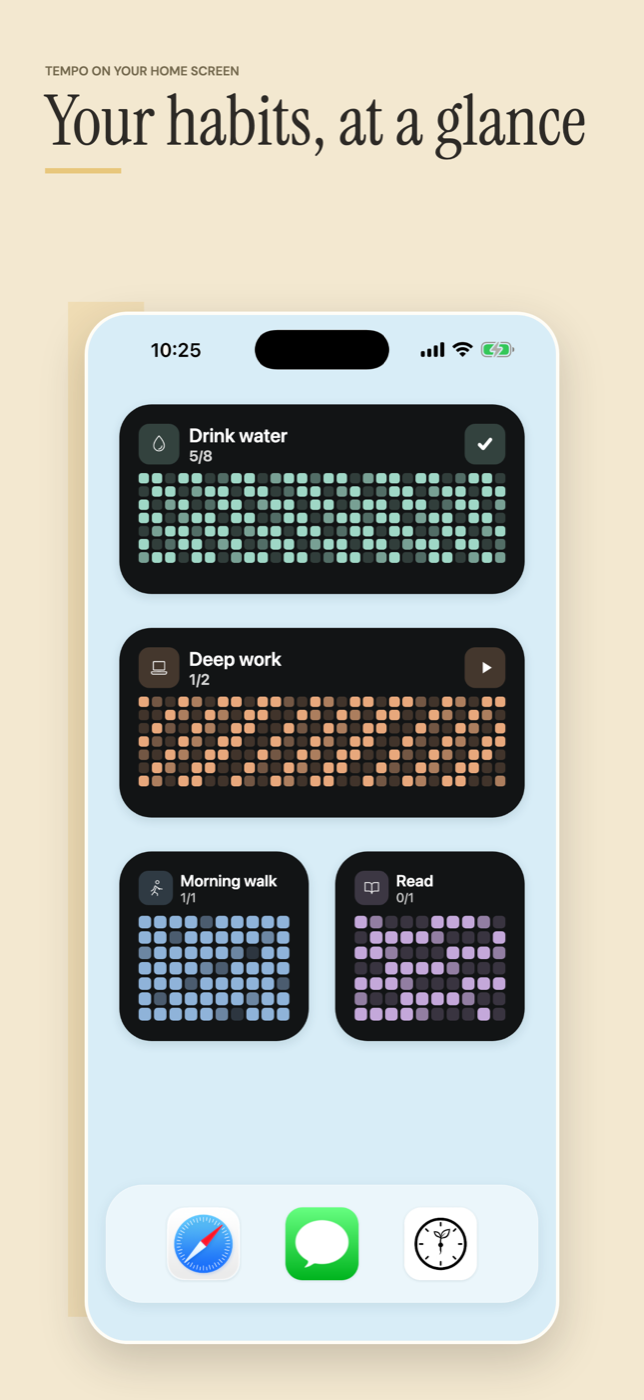 Tempo home screen widgets for habit tracking