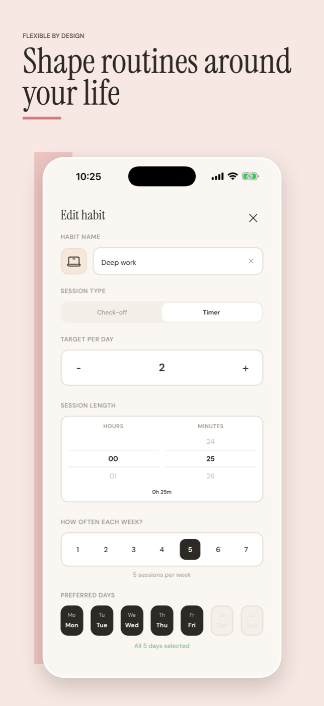Tempo routine planning and flexible habit schedules
